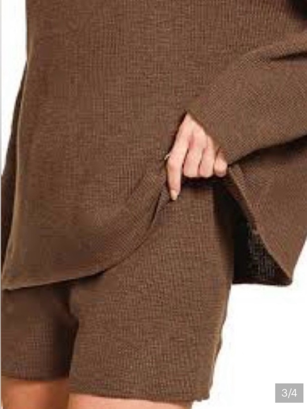 Cozy Ribbed Crewneck Sweater in Brown - Picture 3 of 3
